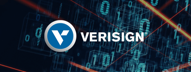 Verisign logo on digital background