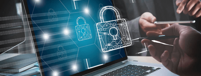 Computer screen showing a lock icon