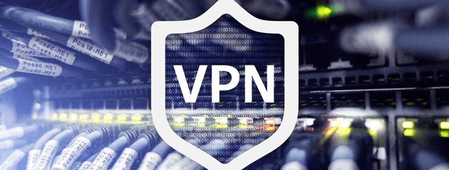 VPN logo over network cables