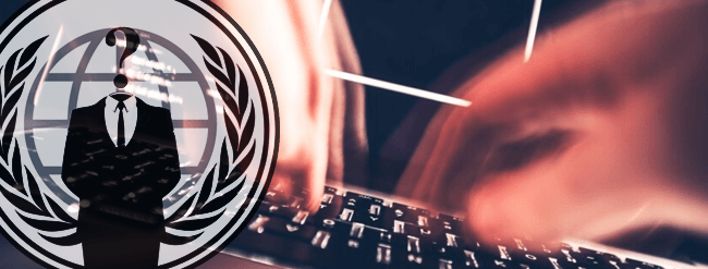 Political logo over hands typing on a keyboard.