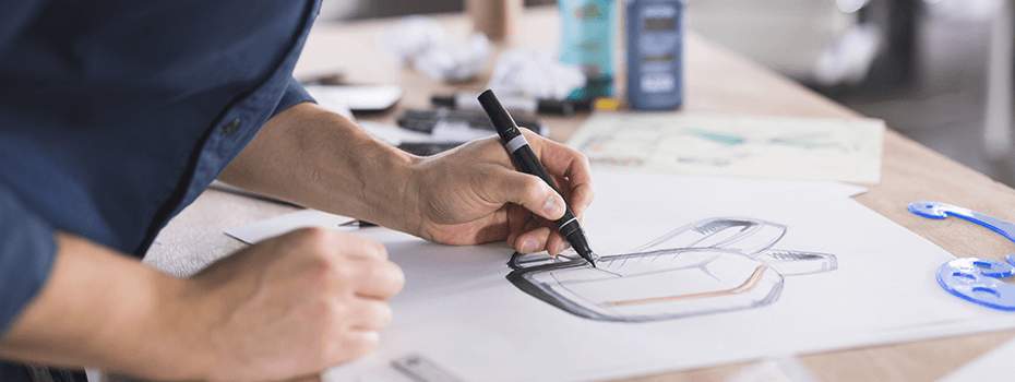 Illustrator sketching a design