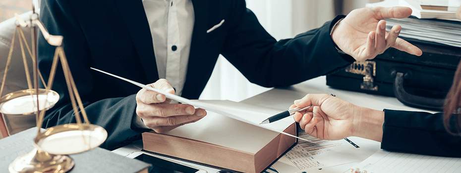 An attorney discussing a legal document