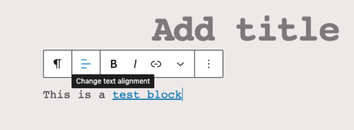 Screenshot of Wordpress interface showing text being highlighted