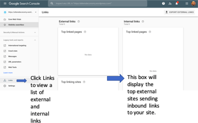 Google Search Console Links report