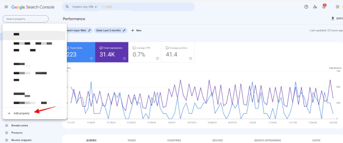 Screenshot of Google Search Console