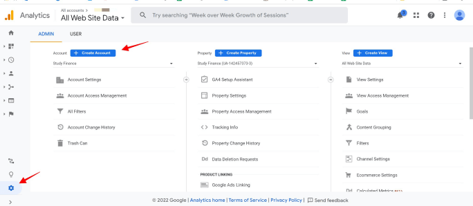 Screenshot of Google Analytics